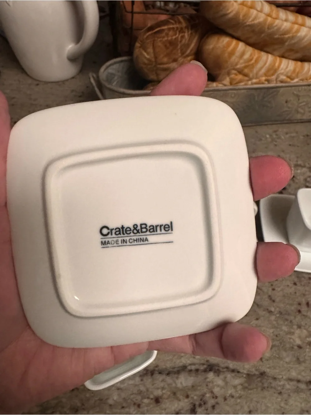Crate&Barrel White Square Porcelain Espresso Cup & Saucer Trio
